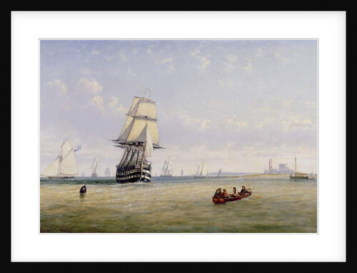 Men-o'-War, Schooners and Royal Navy Yachts in Busy Channel Scene off the Fastnet Light by Claude T. Stanfield Moore