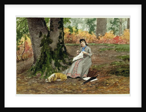 Woman Embroidering Under a Tree by John Martin Tracy
