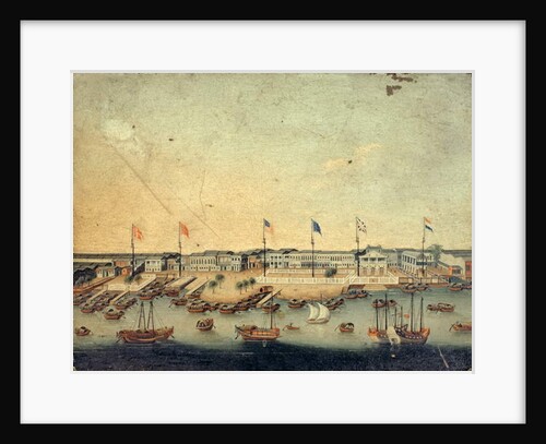 View of the Hongs at Canton with the Danish, Austrian, American, Swedish, British and Dutch factories by School Chinese