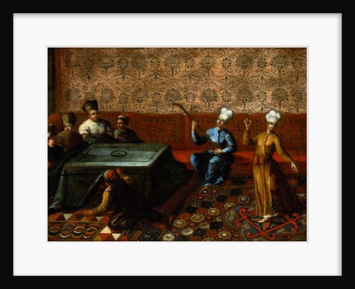 Figures Gathered Round a Kursi with a Musician and a Dancer Performing before Them by Jean Baptiste (circle of) Vanmour