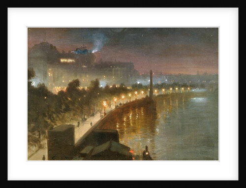 The Embankment and Cleopatra's Needle at Night, London, c.1910 by George Hyde Pownall