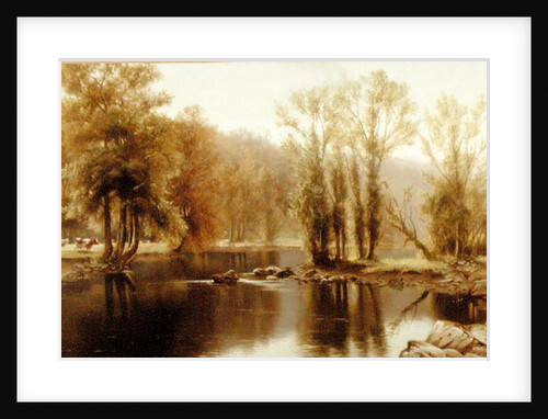 Extensive River Landscape with Cattle by Edward J. Duval