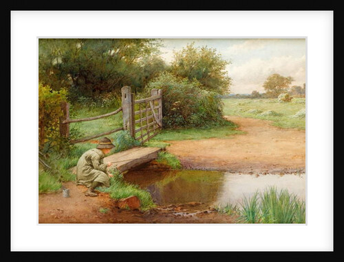 Trying his Luck, Fishing in the brook by Charles Edward Wilson