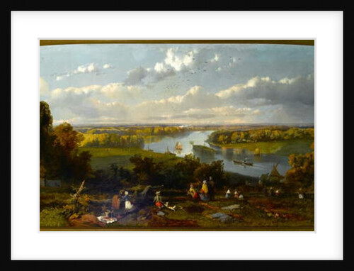 Picnic on Richmond Hill overlooking the River Thames, Surrey by William E. Jones