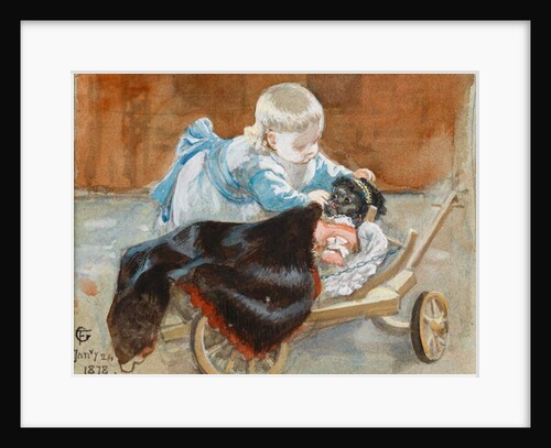 Frederica playing with a black doll, 1878 by Frederick Goodall