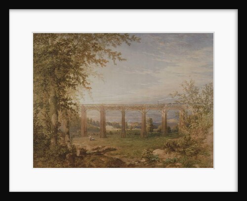 A Brick and Timber Railway Viaduct with Steam Train, 1849 by F. S. Cook