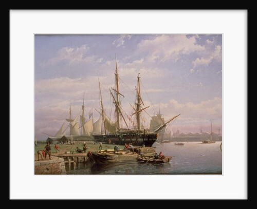 Dutch Sailing Ships at Anchor in a River Estuary by Johan Adolph Rust