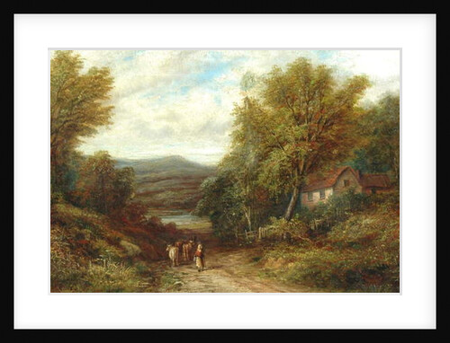 A Woman Driving Cattle down a Lane by English School