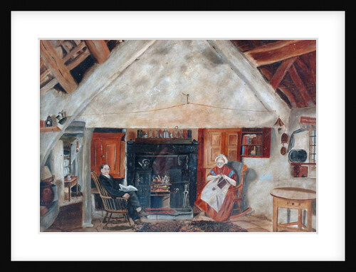Interior of Cruck Cottage, possibly Shipley Glen by English School