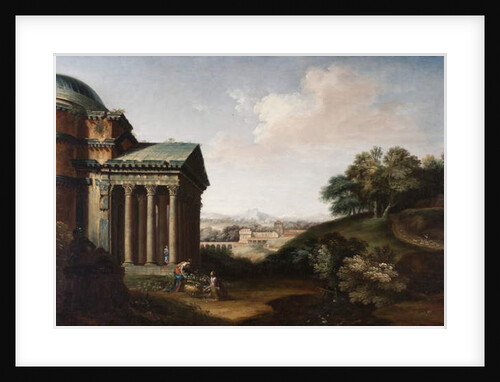 Capriccio view of the Pantheon, figures and an aqueduct, c.1760 by English School