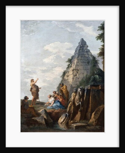 Capriccio with the preaching of St. John the Baptist, the Pyramid of Cestius and other classical monuments, 1745 by Giovanni Paolo Pannini or Panini