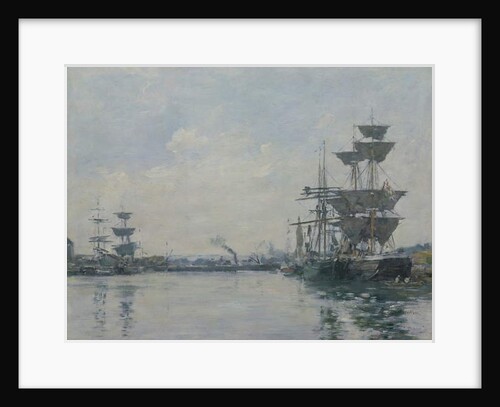 Le Havre, ships in a basin by Eugene Louis Boudin