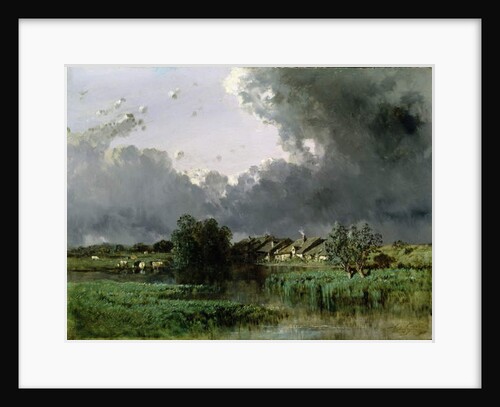 Hamlet at the edge of a pond, 1849 by Eugene Ciceri