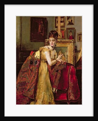 Woman with an Indian shawl in a studio by Alfred Emile Stevens