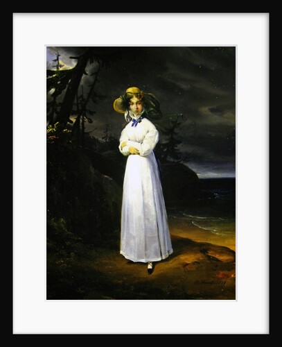 Young girl in a romantic landscape, 1825 by Emile Jean Horace Vernet