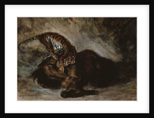 Tiger attacking a horse by Ferdinand Victor Eugene Delacroix