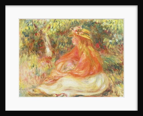 Girl Seated in a Landscape by Pierre Auguste Renoir