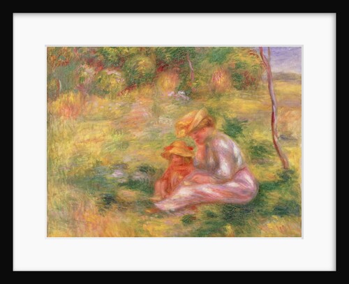 Woman and Child sitting in a Field, c.1898 by Pierre Auguste Renoir