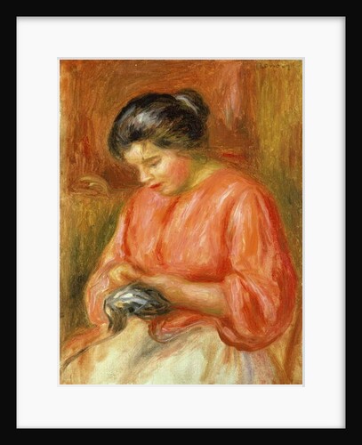 Girl in Red, Knitting by Pierre Auguste Renoir