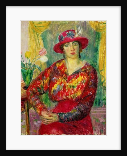 Girl in a Red Dress and Hat by William James Glackens