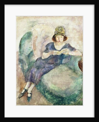 Girl in Blue Reading on a Sofa, 1926-27 by Jules Pascin
