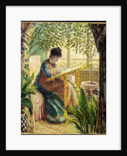 Madame Monet Embroidering 1875 by Claude Monet