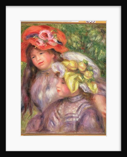 Heads of Two Girls with Hats, c.1910 by Pierre Auguste Renoir