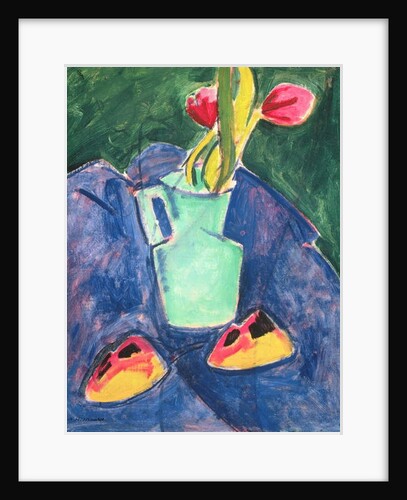 Flowers in a Green Vase on Purple Cloth by Alfred Henry Maurer