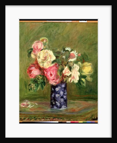 Roses in a Blue Vase by Pierre Auguste Renoir