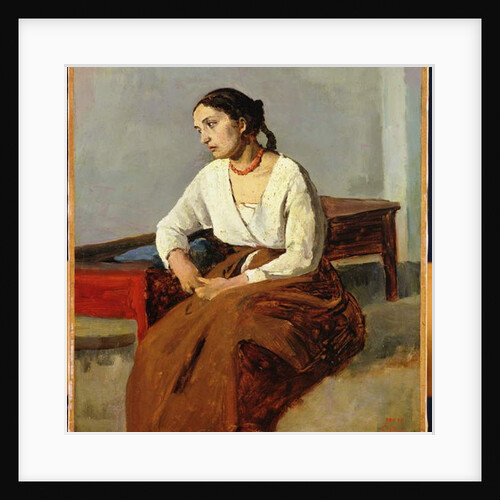 Seated Woman in Brown Skirt by Jean Baptiste Camille Corot