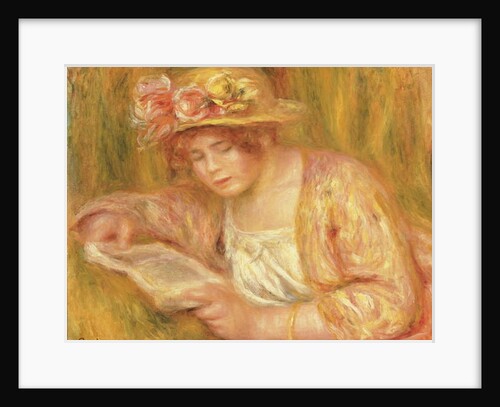 Woman with a Hat Reading, c.1917-18 by Pierre Auguste Renoir