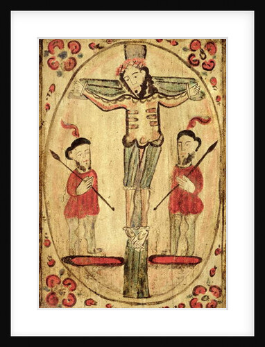 Christ on the Cross and Two Figures by School American