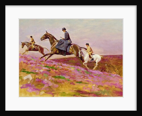 Lady Currie with her sons Bill and Hamish Hunting on Exmoor by Cecil Charles Windsor Aldin