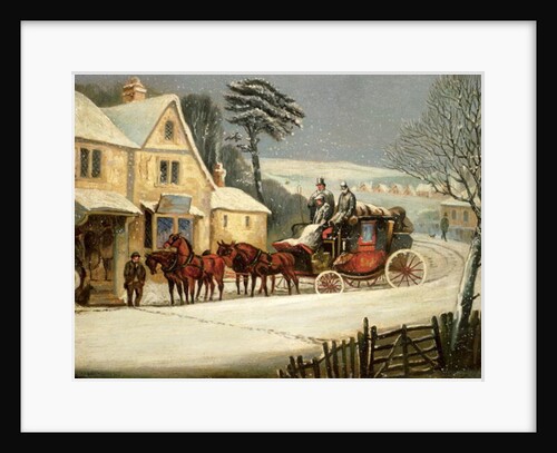 Winter Scene with the Royal Mail Halted at an Inn by Samuel Henry Alken