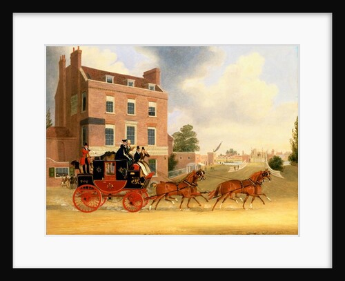 Quicksilver Royal Mail passing the Star and Garter at Kew Bridge, 1835 by James Pollard