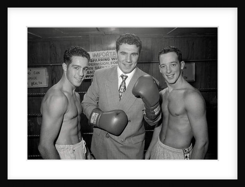Boxing twins with their green grocer sponsor. 1989 by Bill Stephenson
