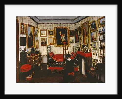 Interior of a room with a lady painting, 1850 by French School