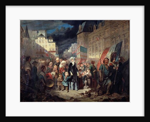 Madame Lamartine adopting the children of patriots killed at the barricades in Paris during the Revolution of 1848, 1848 by Francois Claudius Compte-Calix