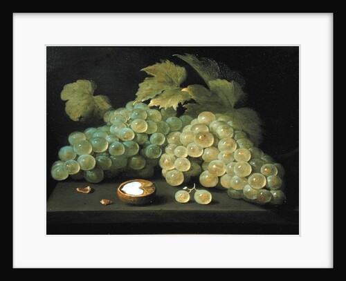 Grapes with half a walnut by Jacob Foppens van Es
