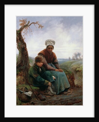 Peasant woman and boy, 1846 by Adolphe-Felix Cals