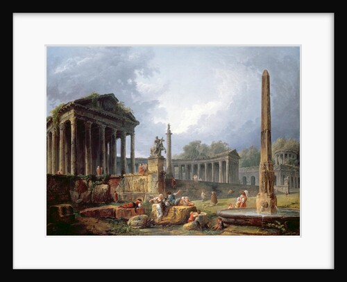 Architectural capriccio with obelisk, 1768 by Hubert Robert