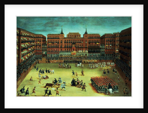 Panorama of a fiesta in the Plaza Mayor in Madrid by Spanish School