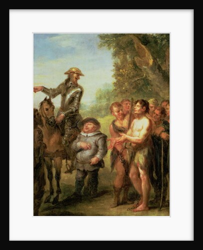 Don Quixote frees the galley slaves, from Cervantes' 'Don Quixote' by John Vanderbanck