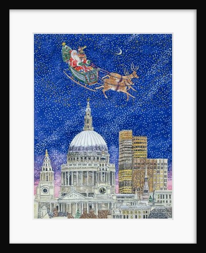 Father Christmas Flying over London by Catherine Bradbury