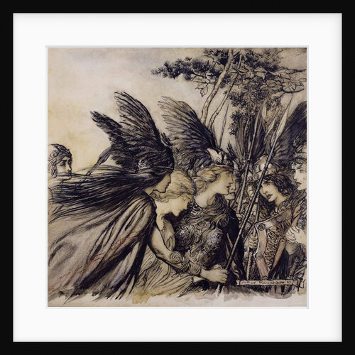 Brunnhilde Implores the Valkyries by Arthur Rackham