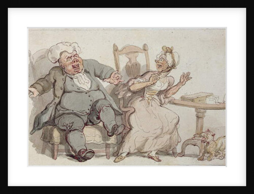 An Old Woman and her Dog Startled by Male Company by Thomas Rowlandson