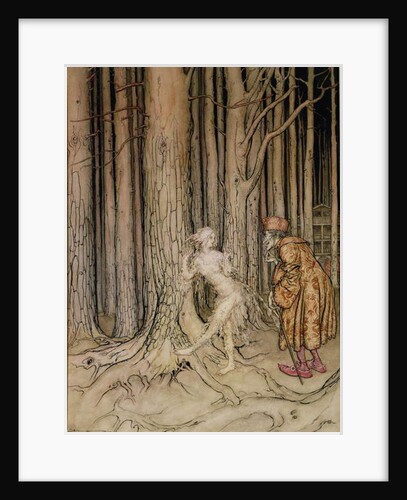At last she met the bridegroom who was slowly coming back by Arthur Rackham