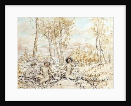 Three Wood Nymphs Gathering Flowers by Arthur Rackham