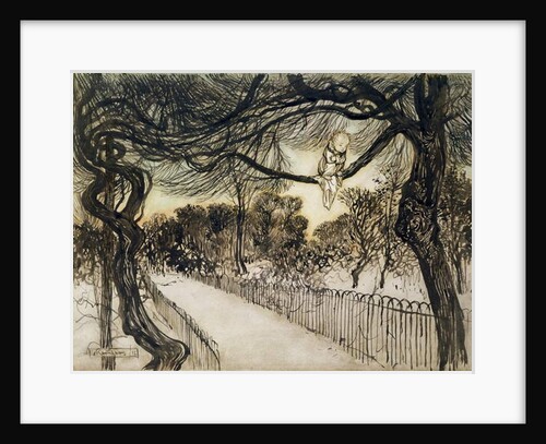 Peter Pan on a Branch, scene from 'Peter Pan in Kensington Gardens' by J.M Barrie, 1912 by Arthur Rackham