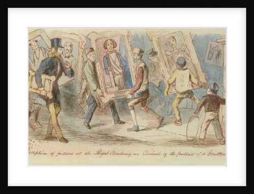 Reception of pictures at the Royal Academy - Arrival of the Portrait of a Gentleman, 1846 by John Leech